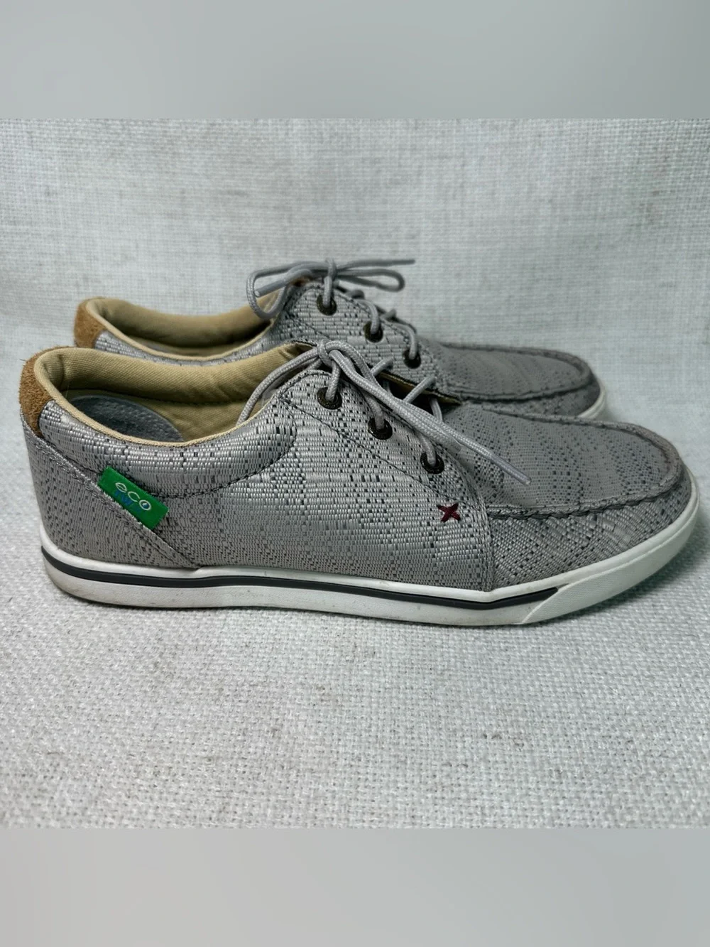 Twisted X Work Boat Shoes Mens 8M Gray Canvas Slip Resistant Casual Loafers